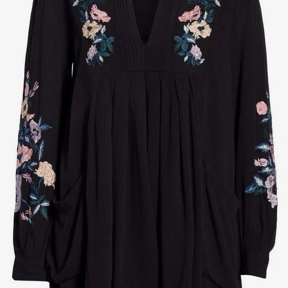 Free People Black Floral Embroidered Mini Dress - Picture 5 of 11